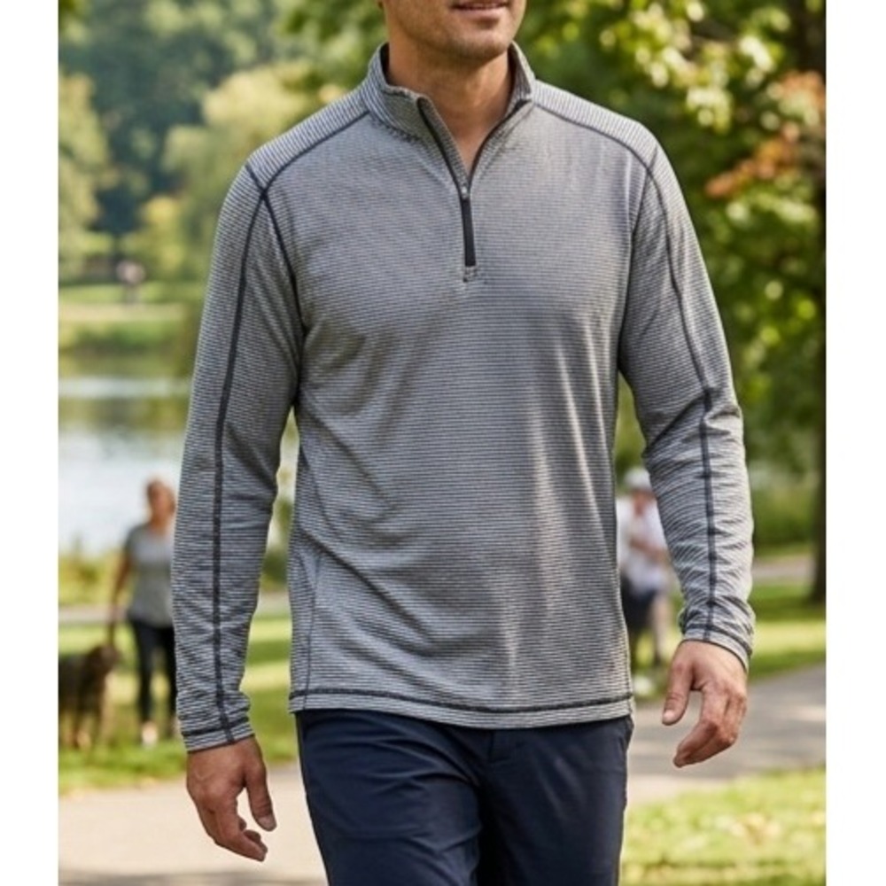 LULULEMON 1/4 Zip Men Pullover Long Sleeve Shirt black/white Striped S